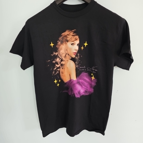 Taylor Swift Black Tee with Purple and Yellow Graphic - Picture 1 of 4